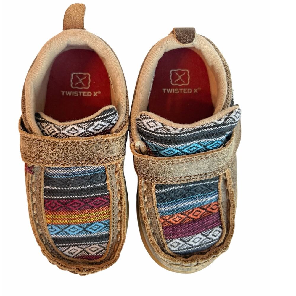 Twisted X Little Kid Brown Bomber Driving Mocs Canvas / Serape Inlay Toddler 7 - Picture 3 of 11